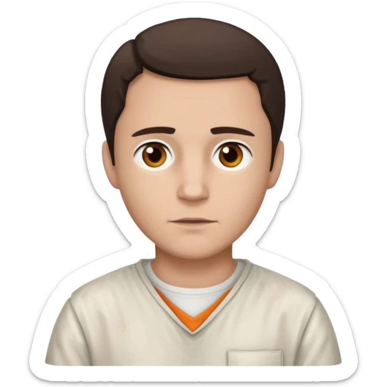 Jack Bolton from Poison with light skin, brown eyes, dark brown hair, ivory inmate outfit  sticker