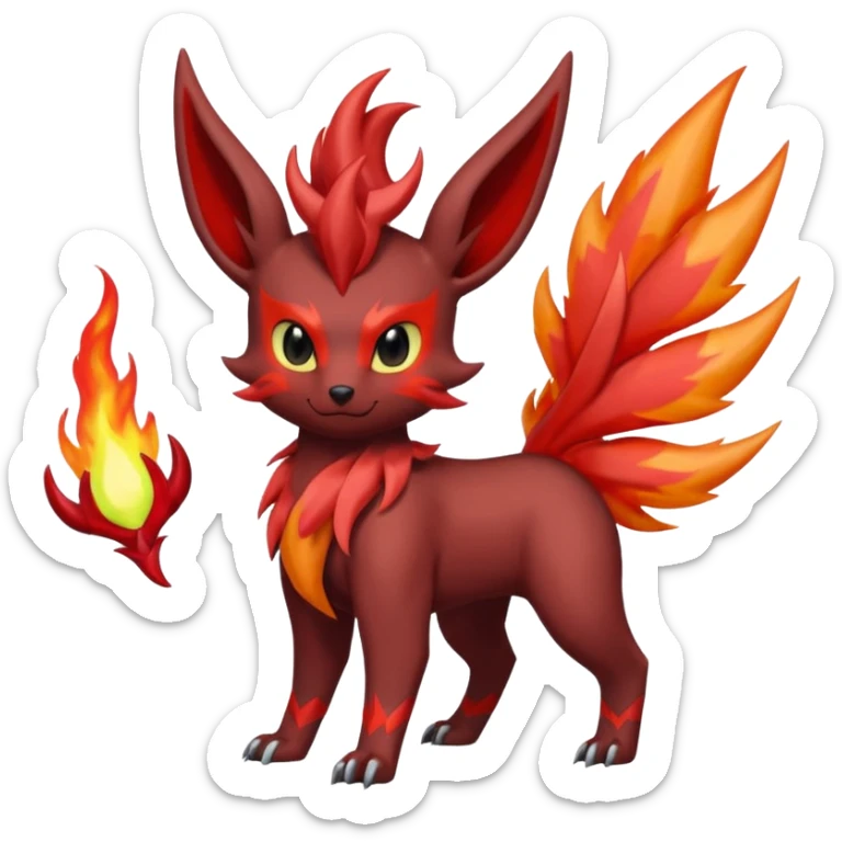 Pastel iridescent exotic colorful Darkrai-Scizor-Flareon-fusion with fiery horns and a Mohawk  sticker