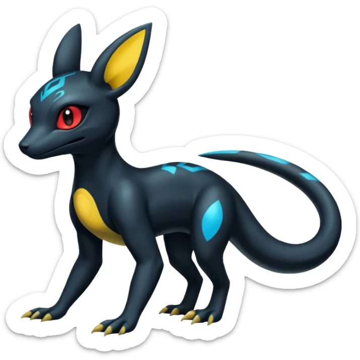 Shiny Salandit-Umbreon-Quilava-Fakémon-hybrid-creature (full body)  sticker