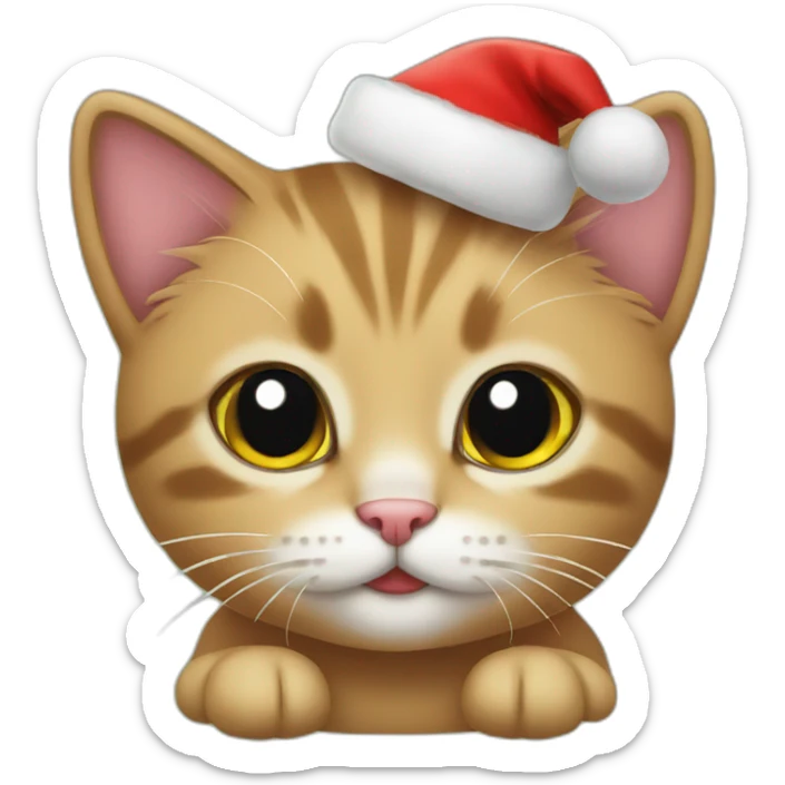 Kitten with Christmas hat  sticker