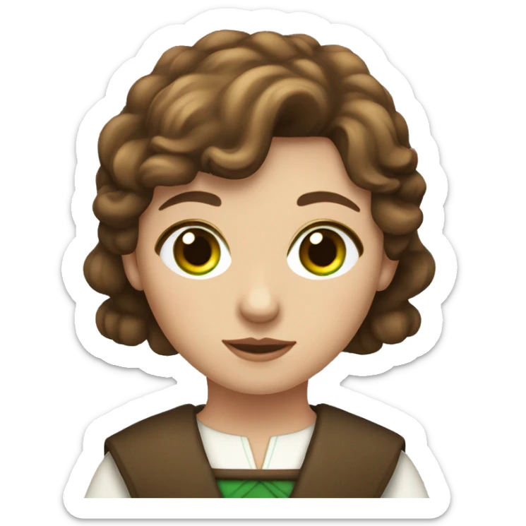 whole body shepherdess with brown hair and green eyes sticker