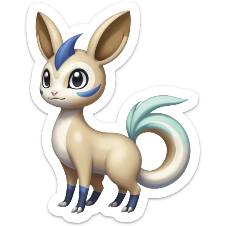 Colorful Skilled Adept Graceful Asian Painted Meloetta-Minccino-Absol-Emolga-Pachirisu-fusion-hybrid-creature (full body) sticker