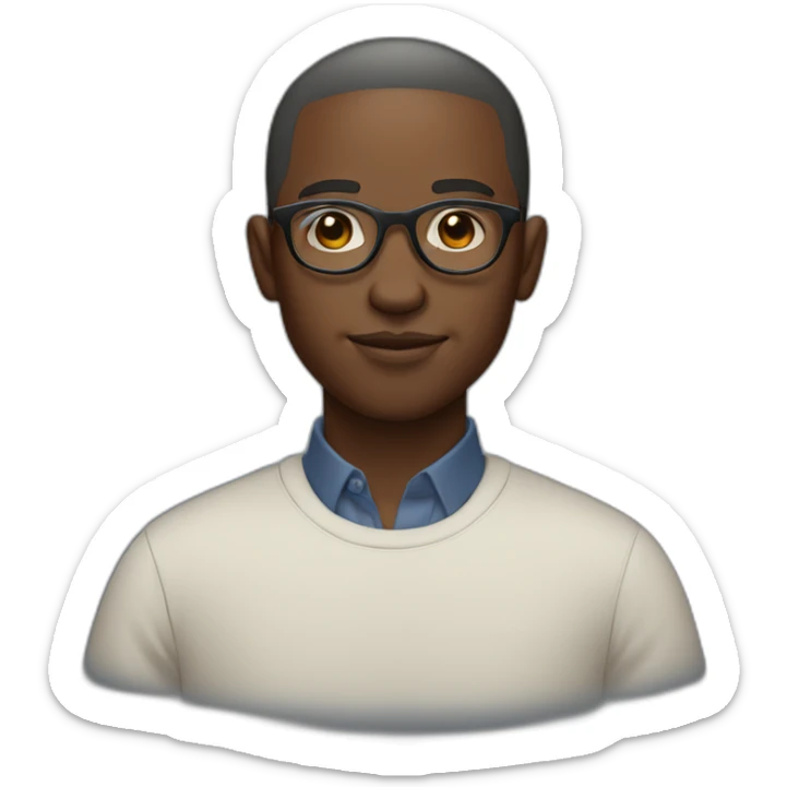 Lights skin African man with short hair in round glasses and a noticeable goatte sticker
