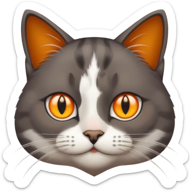 A Cat her race is persante he hair is grew and brown with they eyes orange and Yellow and sticker