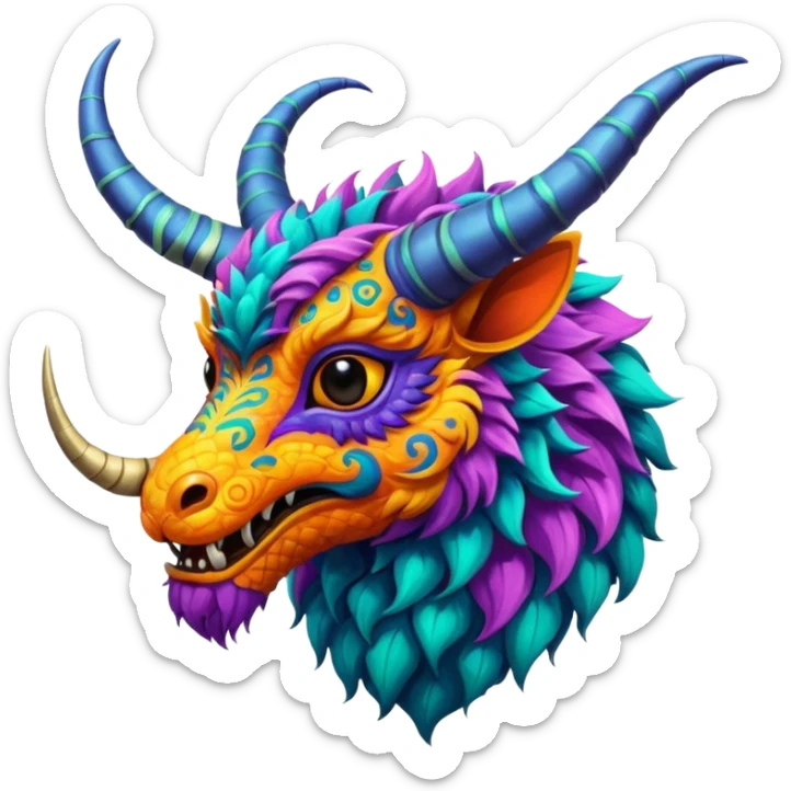  exotic tropical horned ornate furry Asian painted cyber-Sleuth-Loyd-Garmaddon-Litten-Linoone-Noibat-Fakémon-Pokémon-Vernid-creature sticker