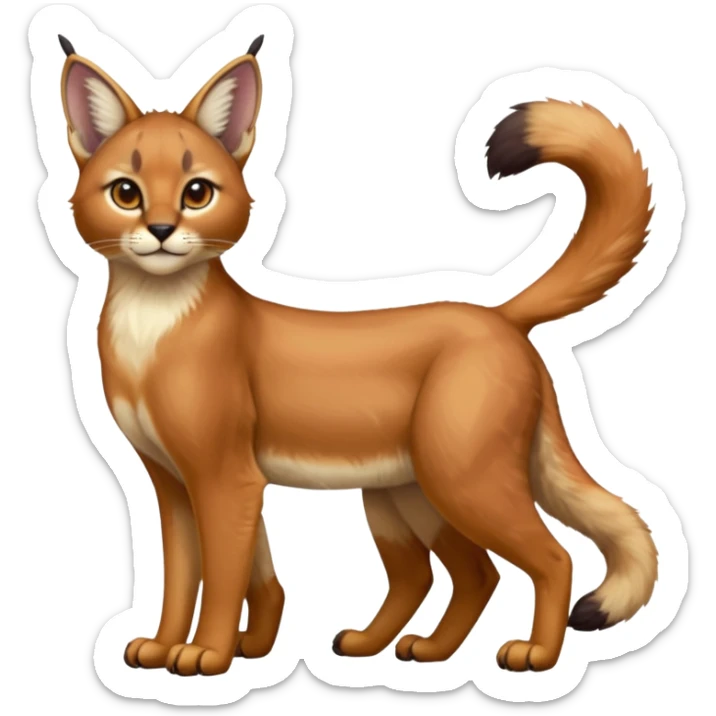 Colorful tropical exotic cute cool beautiful shiny beautiful fantasy-caracal-Cacomistle-Trico-oncilla-animal-Fakémon-hybrid-fursona (full body) sticker