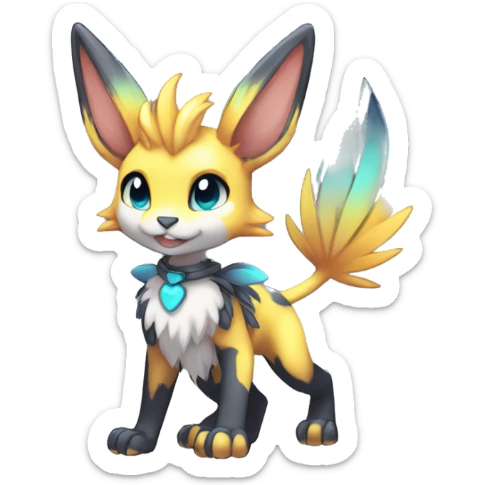 Anthro Sona Cool Edgy Legendary Colorful Shy Shiny Fakemon-Fantasy-Creature With Full Body Detailed High Quality sticker
