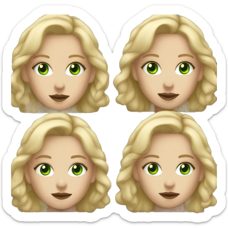 White girl with blonde hair and green eyes smoking sticker