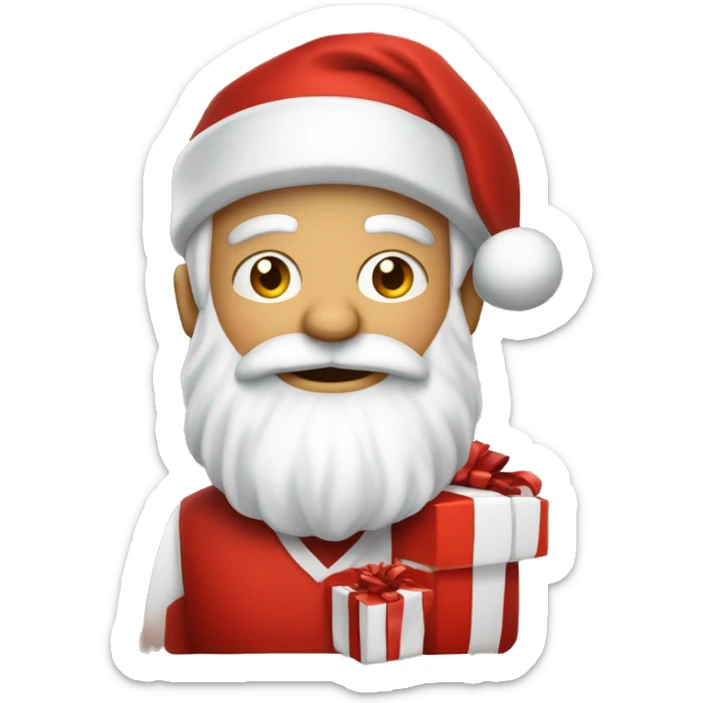 père Noël avec cadeau est costume rouge et barbe blanche sticker