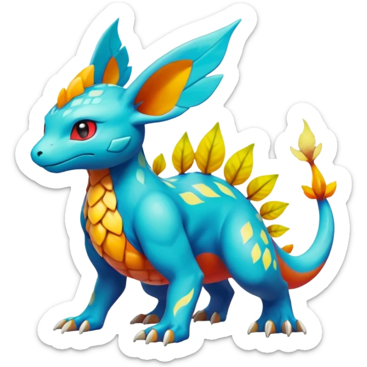 Elemental Exotic Colorful Fantasy Pokémon-Fakémon-hybrid-creature (full body) sticker