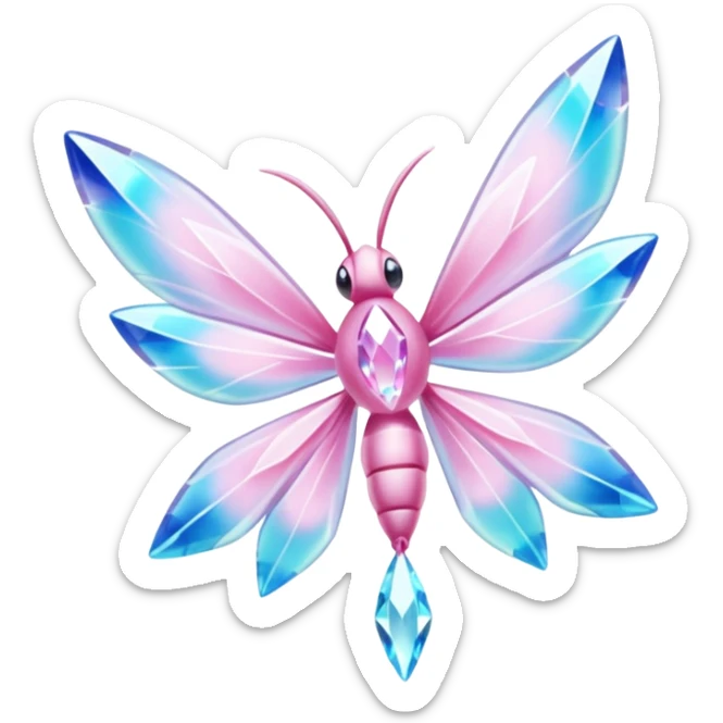 Shiny luminescent translucent diaphanous Diancie-Palkia-Amaura-Aurorus-Salamence-aesthetic-fusion-crystal-fly-decoration-deco-thing-object sticker