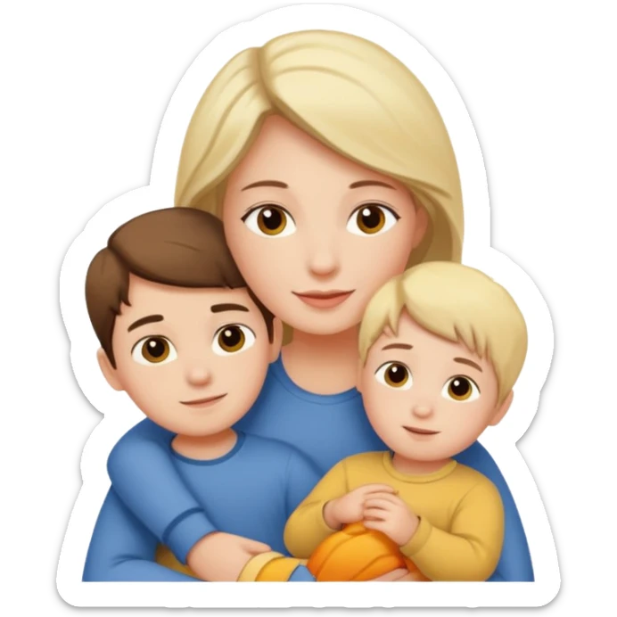 A girl who moved from Siberia to the south, where it is very warm and sunny. She has a baby boy who is 3 years old and a husband. sticker