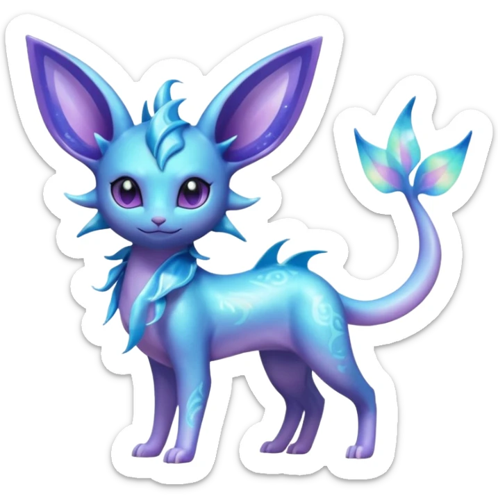 Shiny Nebulae Espeon-Lumineon-Vaporeon-Amaura-Dragonair-Fakémon-hybrid-creature (full body)  sticker