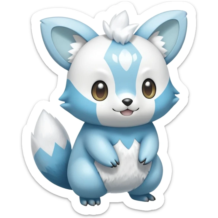 Shiny White Furry Snowy Ice-type Oshawott-Minccino-Emolga-Hybrid (Full body) sticker