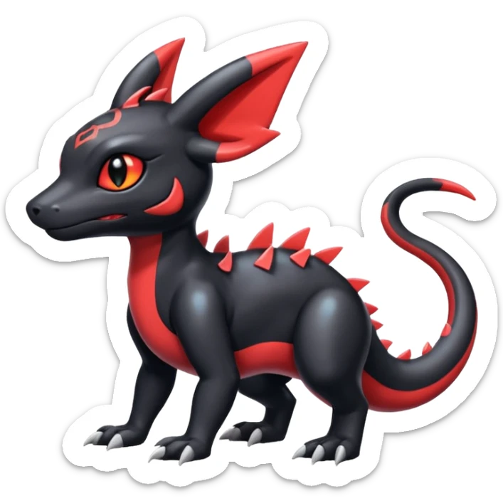 Cute Shiny Guilmon-Salandit-Umbreon-Fakémon-hybrid-creature (full body)  sticker
