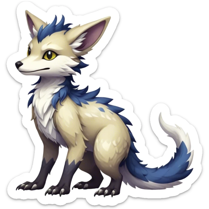 Epic Feral Rare Fantasy shiny cool cute fluffy Vernid-Sergal-Trico-species by LiLaiRa, random markings, tufted tail, tufted ears, full body sticker