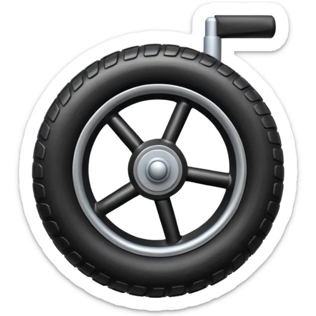 he aircraft's landing gear is one inflated, plump wheel with a strut, black in color sticker
