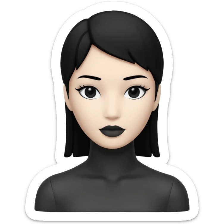 Matte black mannequin in the style of a default avatar. Monochrome with no lines. The eyes should be as matte black as the hair. sticker