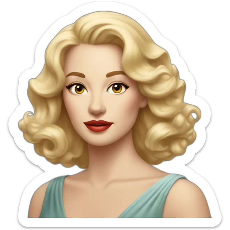 A stunning portrait of a beautiful blonde woman, reminiscent of classic Hollywood glamour sticker