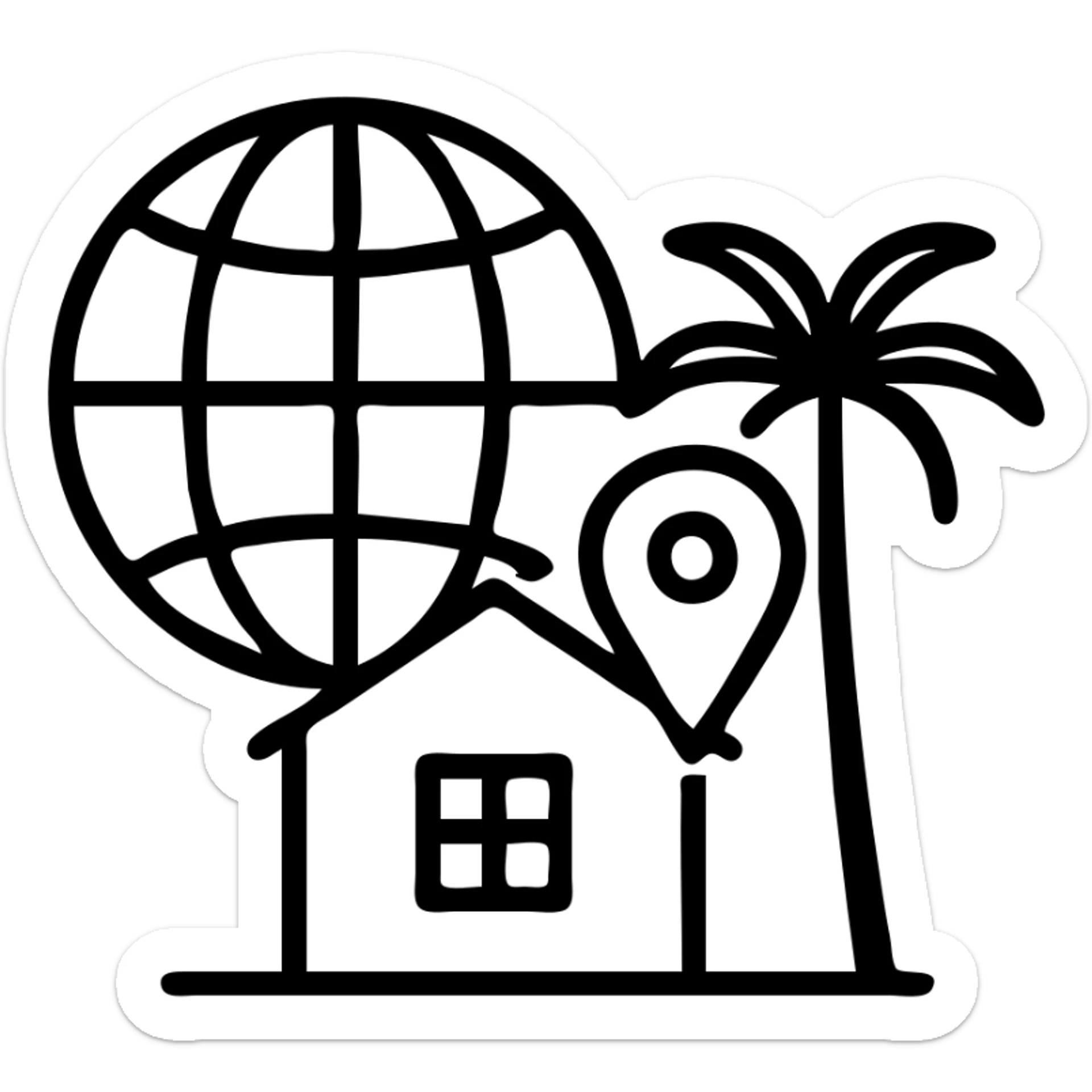 Ícono de real estate que refleje experiencia internacional con enfoque local en Miami sticker