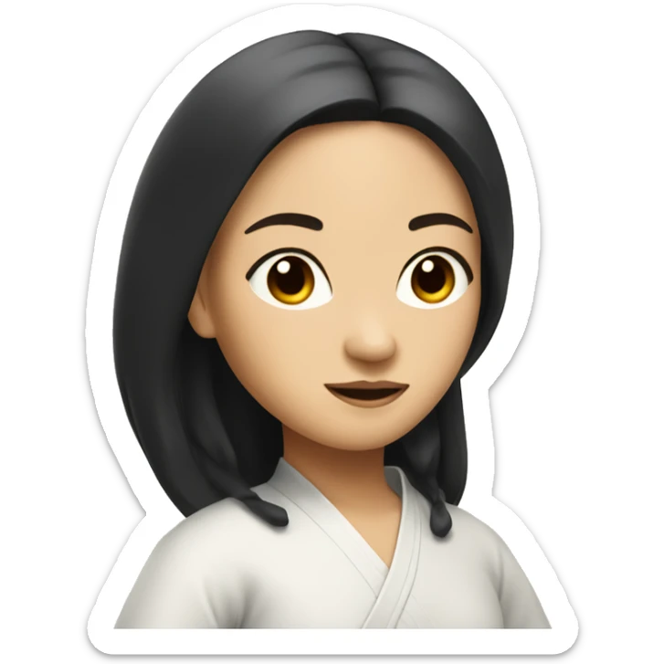 Tai chi girl with black hair and light skin sticker
