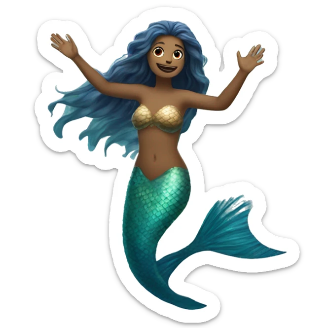 merpeople: Underwater-dwelling beings with the upper body of a human and the lower body of a fish, known for their beautiful singing voices and protective nature. sticker