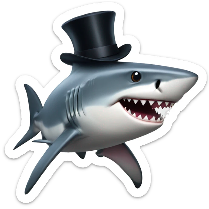Shark with a top hat sticker
