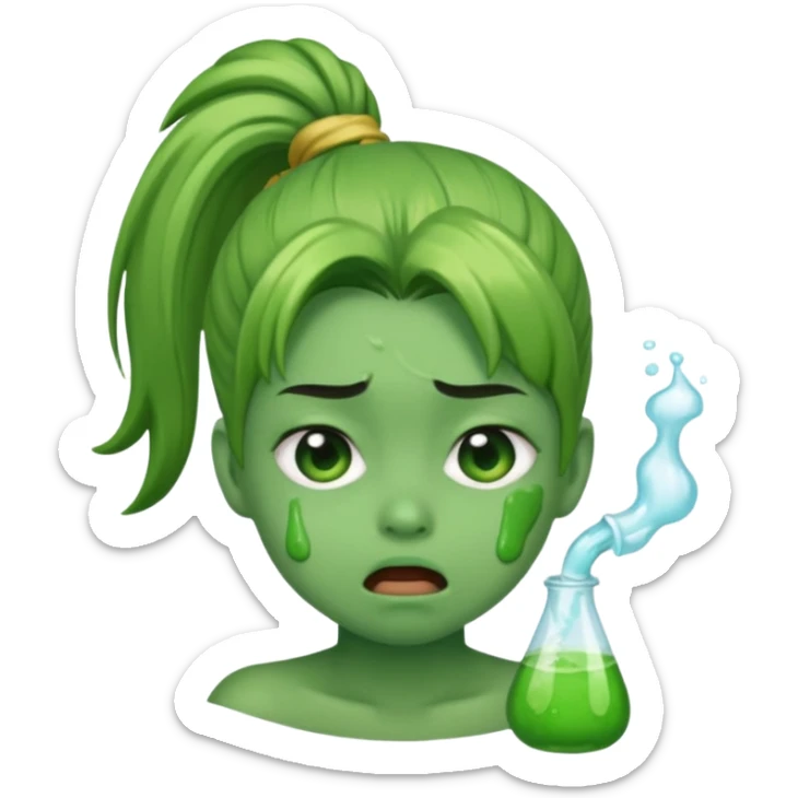 I want to have the puke emoji but with a pony tail, like Ariana Grande sticker
