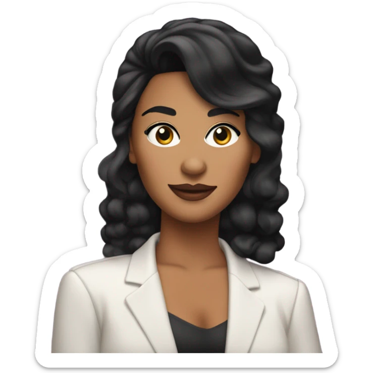 Tanned woman with black hair dressed in 1990s r&b hair, makeup, and attire  sticker