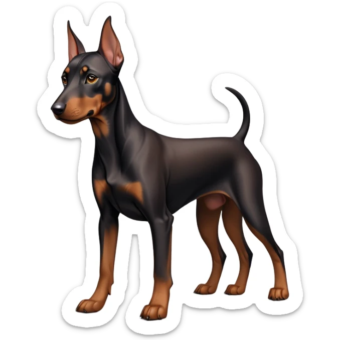 cinematic-noble-doberman puppy-full body-emoji on all fours,-poised-and-regal,-with-a-strong,-athletic-build-and-a-lustrous,-well-groomed-black and tan fur,-deep-set-soulful-brown-eyes,-simplified-yet-sharp-and-sophisticated-features,-highly-detailed, sticker