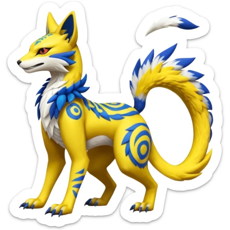 Tribal Tropical Renamon-Zeraora-Bastet-Latias-Vernid-Sergal-fusion-hybrid-creature sticker