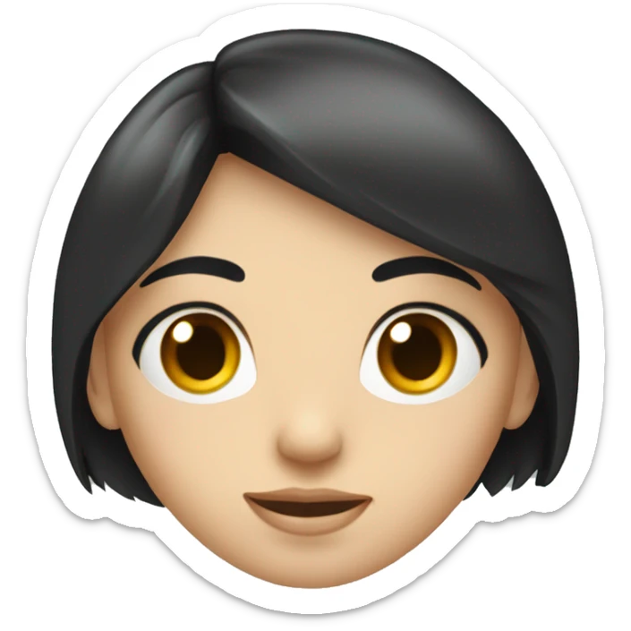 Pale woman with long black hair parted in the middle and hazel eyes sticker