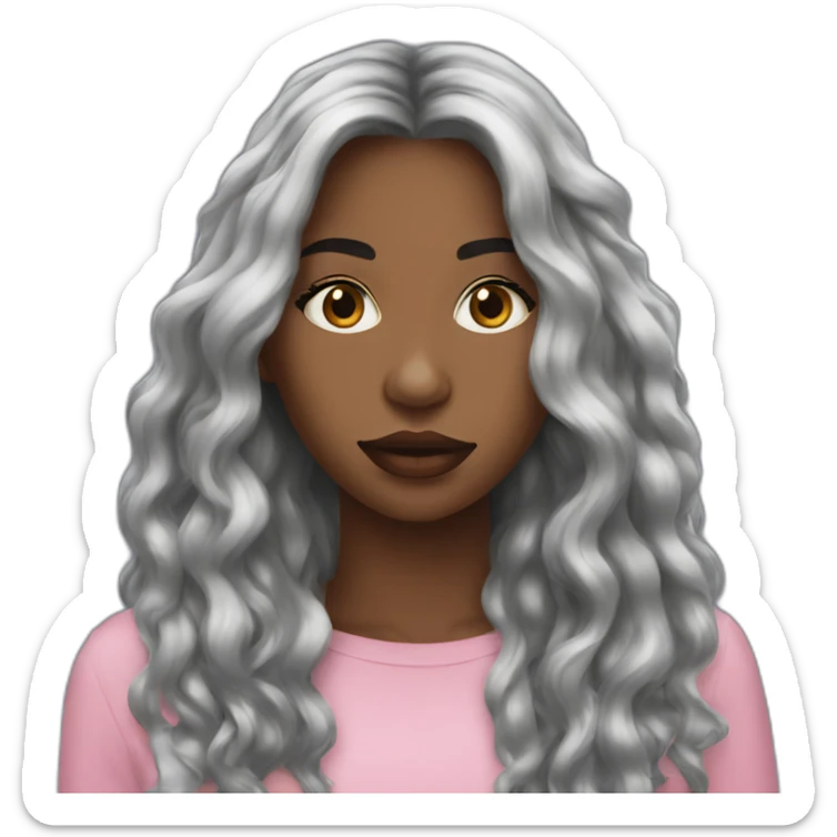 Young Black women lips long hair sticker