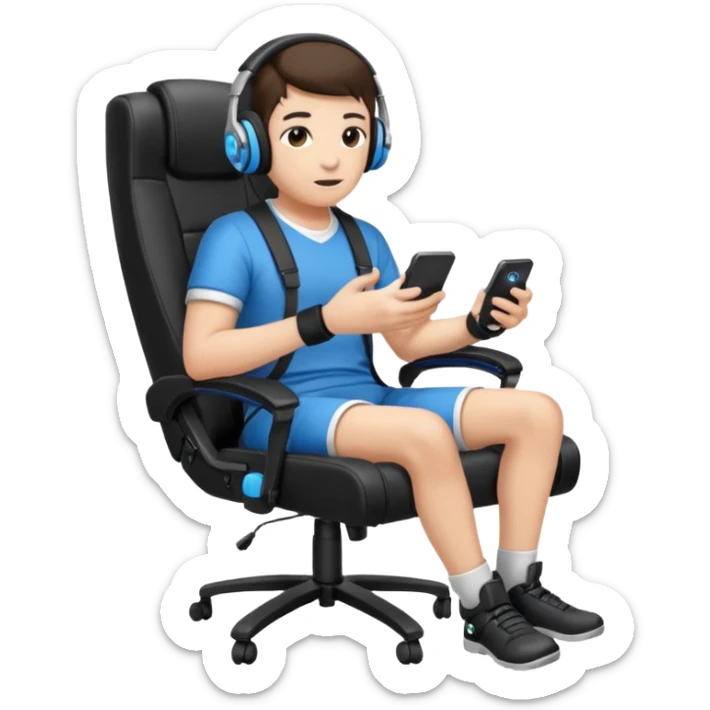 Persona con una silla Gamer auricular Gamer y control de videojuegos sticker