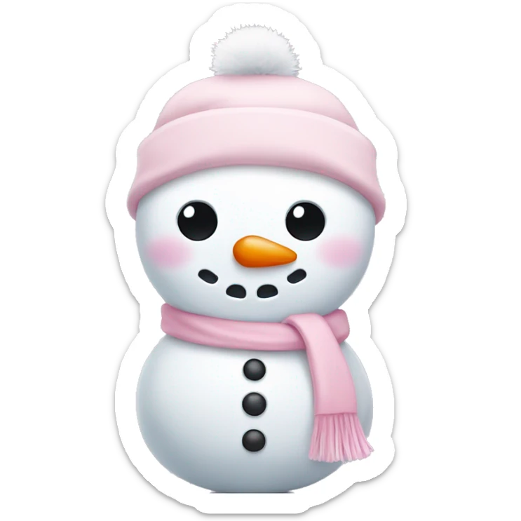 Cute white and light pink snowman sticker