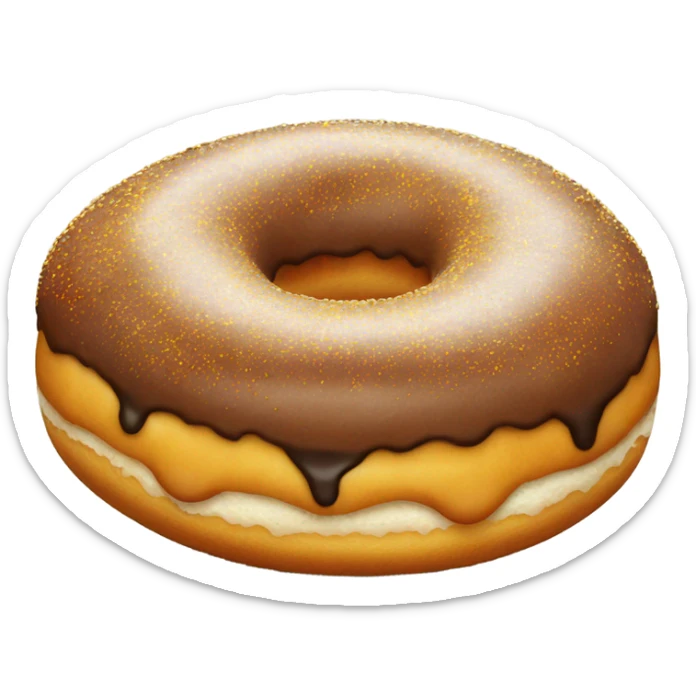 A donut with a head sticking out with a black middle part and freckles sticker