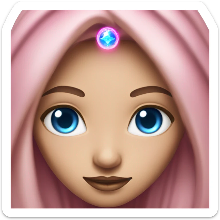 magical diva with pink andromedan skin long hair and blue eyes glowing third eye sticker