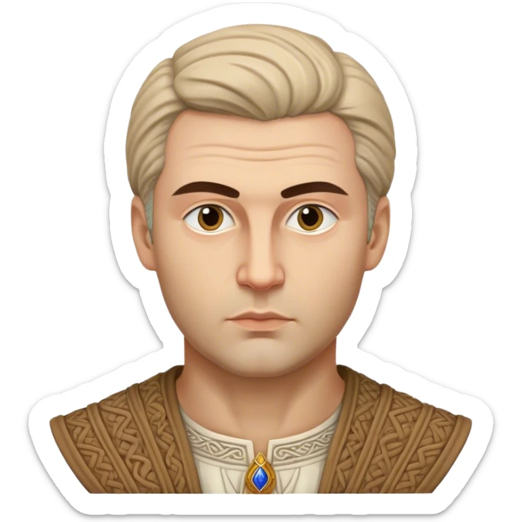 Cinematic Realistic Ivan Meštrović Portrait Emoji, depicted as a renowned Croatian sculptor with thoughtful eyes and classical attire, rendered with intricate textures and dramatic artistic lighting that captures his creative genius. sticker