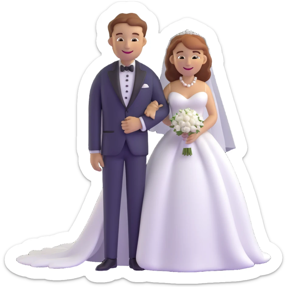 wedding couple with white man with brown hair and white woman with light ginger hair sticker