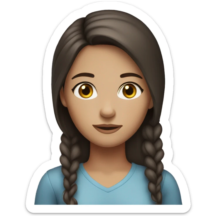 brunette girl with blue-gray eyes, semi-tan skin, and very faint freckles sticker