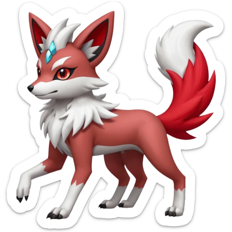 WereGarurumon-Lycanroc-Meloetta-Zoroark-Zangoose-fusion-hybrid-creature (full body) sticker