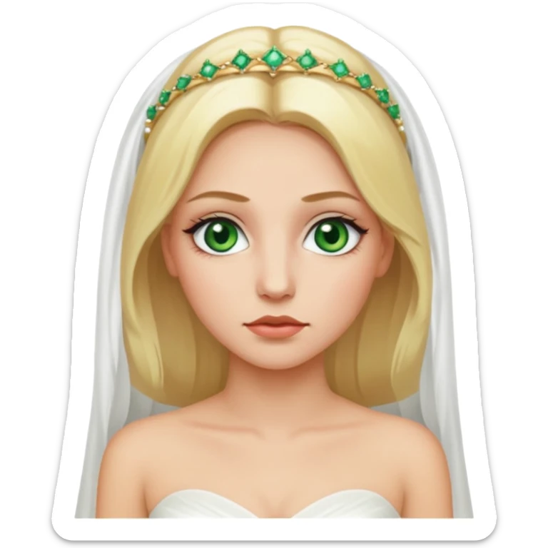 Fille cheuveux blond longt yeux vert  maquiller robe de mariage méttise chronique sticker