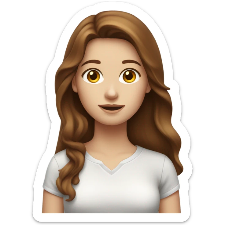 Brunette girl with shirt and brown wavy hair and white skinned girl with auburn long straight hair sticker