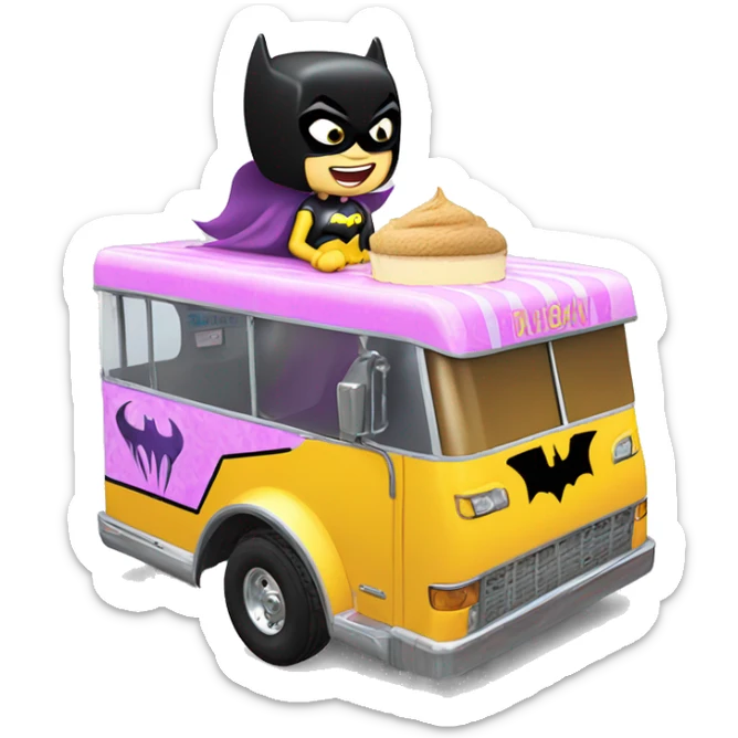 Batgirl’s fastest hot rod tri-axle ice cream truck  sticker