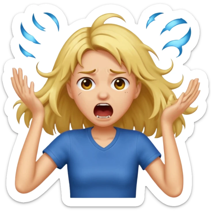 Girl ripping hair out yelling holding hair crying  sticker