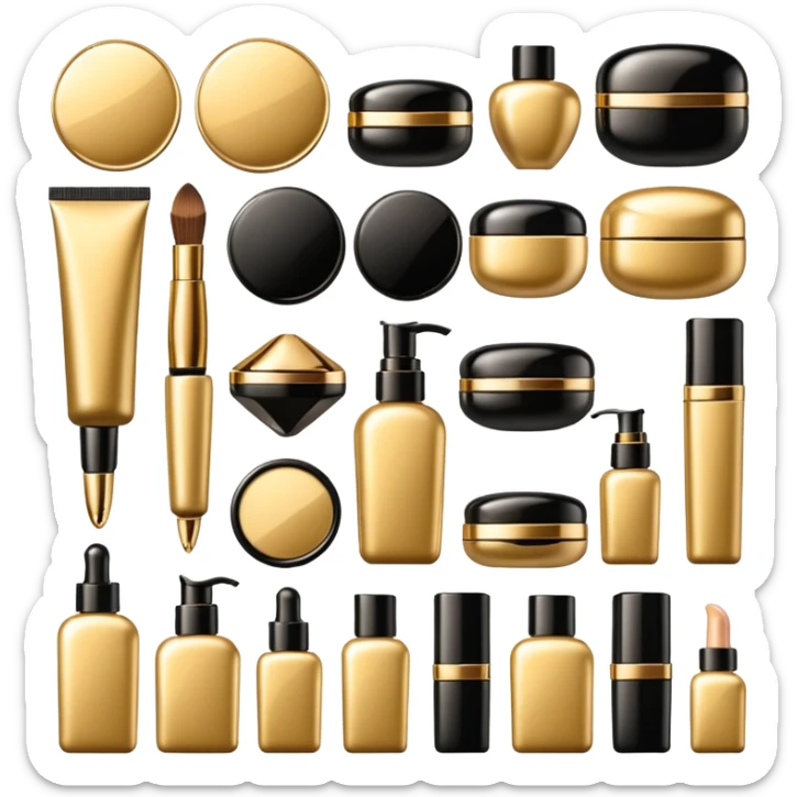 emoji of luxury brand labeled beauty products sticker