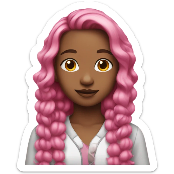 Girl with pink highlights in her hair sticker