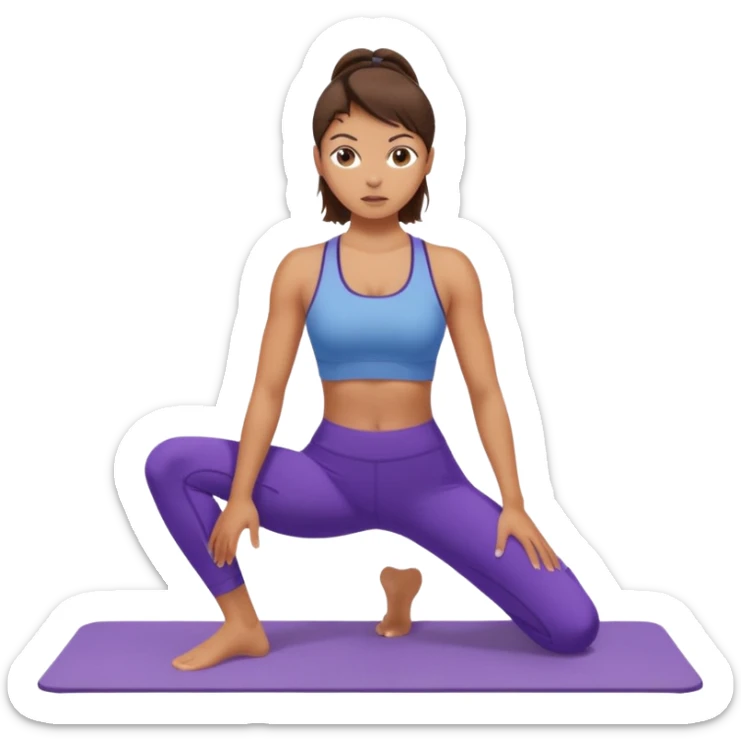 A tanned girl with brunette hair in her 20’s doing Pilates sticker