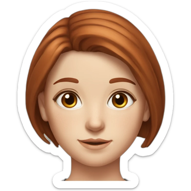 hyperrealistic caucasian dark long straight redhead chocolate brown eyes girl with freckles sticker