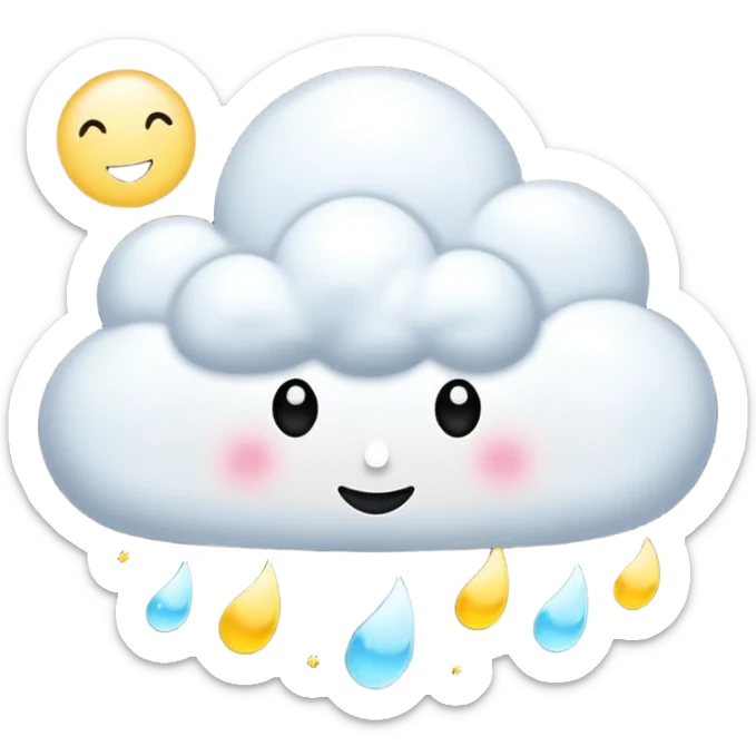 Luna entera minimalista amarillenta y blanca con nubes blancas oscuras brillantes sticker